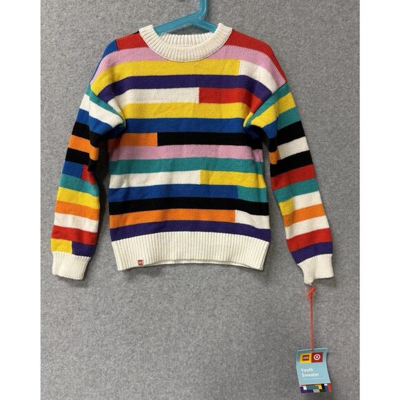 LEGO x Target Youth Sweater Small 6/7 Colorful Stripe Bricks Pullover Unisex NWT - Picture 1 of 9